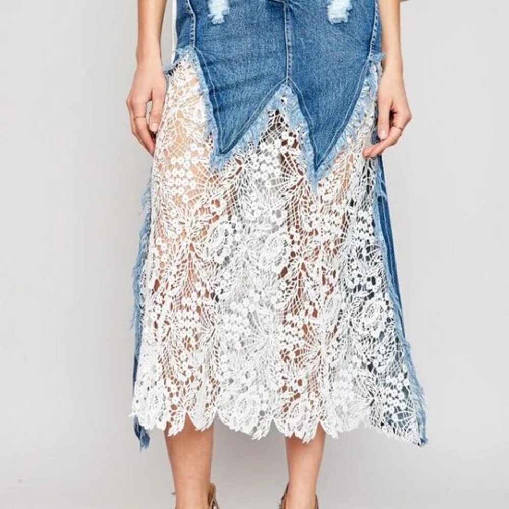 Hayden Los Angeles Denim Maxi Button Fly Skirt, Size S (New)